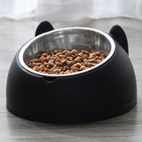 Tilted Dog Food Bowl Stainless Steel Cat Dog Feeder Black