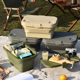 Multi-Functional Picnic Basket Camping Folding Basket with Cover for Outdoor Party Food Storage Green