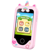 Kids Smart Phone Touchscreen Learning Play Toy Phone with Dual Camera Pink