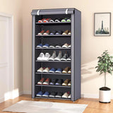 Shoes Rack with Cover Large Shoe Shelf Grey