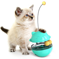 Pet Cat Treat Dispenser Ball Tumbler Interactive Puzzle Ball Pet Slow Feeder Toy Blue