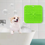 3Pcs Dog Feeding Set Silicone Pet Slow Feeder Lick Mat with Can Lids and Spoon Green