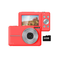 16X Zoom Digital Camera with 32GB Card 1080P Mini Video Camera for Teens Kids Red