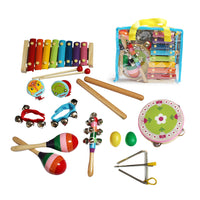 14 Pieces Set Kids Musical Instrument Toy Wooden Percussion Musical Toys Gifts