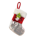 Sequin Green Monster Christmas Stocking Xmas Tree Pendant Christmas Decoration Silver