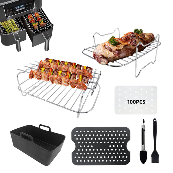 Stainless Steel Air Fryer Racks Set Compatible with Ninja DZ201 DZ401 Air Fryer Accessories Style 2