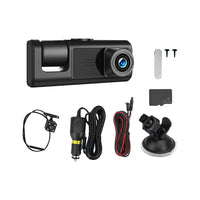 3 Channel Dash Cam Front and Rear Inside 1080P Full HD 170 Degree Wide Angle Dashboard Camera with 32GB SD Card