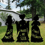 3Pcs Set Halloween Decorations Black Hocus Pocus Witches Signs with Stakes Outside Yard Lawn Decor