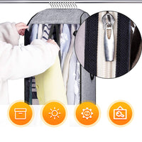 Hanging Clear Garment Bags for Clothes Storage Portable Dustproof Suit Bags for Coats Jackets Sweaters Grey