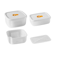 2Pcs Set Stackable Food Storage Drain Containers with Lids and Ventilation Holes