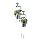 Solar Faucet LED Light with 2 Planters Retro Metal Faucet Garden Stake Lamp Outdoor Yard Lawn Decoration