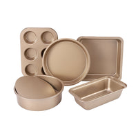 5Pcs Set Baking Pans Nonstick Bakeware Set Gold