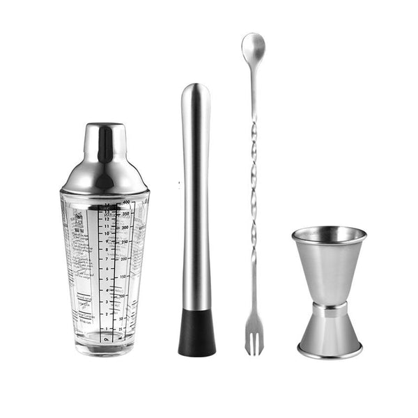 4Pcs Cocktail Shaker Set Bartender Shaker Set Bar Tool Set