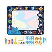 Reusable Water Drawing Mat Cartoon Doodle Painting Mat Kids Painting Writing Learning Toy Kit Planet Style