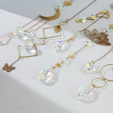 6Pcs Glass Sun Catcher Prism Hanging Ornament Kit with Chain Gold