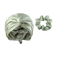 Adjustable Satin Hair Bonnet Sleeping Night Cap Hair Wrap Turban Green