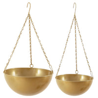 2Pcs Set Hanging Planters Hanging Baskets Plants Flowers Pots Garden Home Decorations Gold