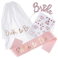 Bride to Be Sash and Veil Set Wedding Shower Decorations Pink