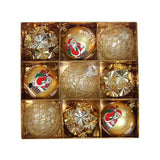 9Pcs Christmas Tree Christmas Balls Decorations Baubles Party Ornaments Gift Pack Gold