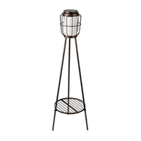 Metal Tripod Solar Floor Lamp with Plant Stands Outdoor Deck Garden Yard Pathway Light