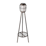 Metal Tripod Solar Floor Lamp with Plant Stands Outdoor Deck Garden Yard Pathway Light