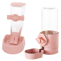 Automatic Food Water Dispenser Set Pet Feeder Bowl Set for Cage Pink