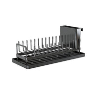 Small Dish Drying Rack for Kitchen Counter Space Saving Dish Drainer Black