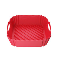 2Pcs Reusable Square Air Fryer Silicone Liner Pots Oven Baking Trays Red and Black