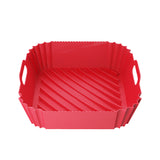 2Pcs Reusable Square Air Fryer Silicone Liner Pots Oven Baking Trays Red and Black