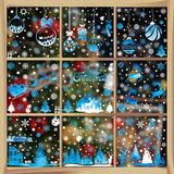 9 Sheets Christmas Window Decorative Sticker Static Cling Decal Xmas Party Wall Decor Style 1