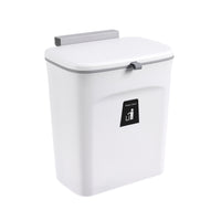 9L Hanging Kitchen Trash Can with Sliding Lid Under Sink Garbage Can White