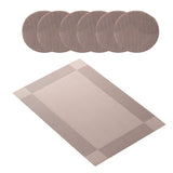 Set of 6Pcs Placemats with Coasters Heat Stain Non-Slip Washable Dining Table Place Mats Khaki