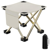 Portable Camping Stool Folding Small Chair for Fishing Hiking Gardening Beige