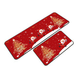 2 Pieces Set Christmas Kitchen Floor Mats Non-Slip Backing Kitchen Mat Xmas Decor Style 1