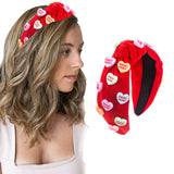 Love Heart Headband for Women Wide Top Knot Headband Hair Accessories Red