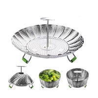 Foldable Steamer Basket Expandable Stainless Steel Steamer Insert for Vegetable Bread Bun Cooking