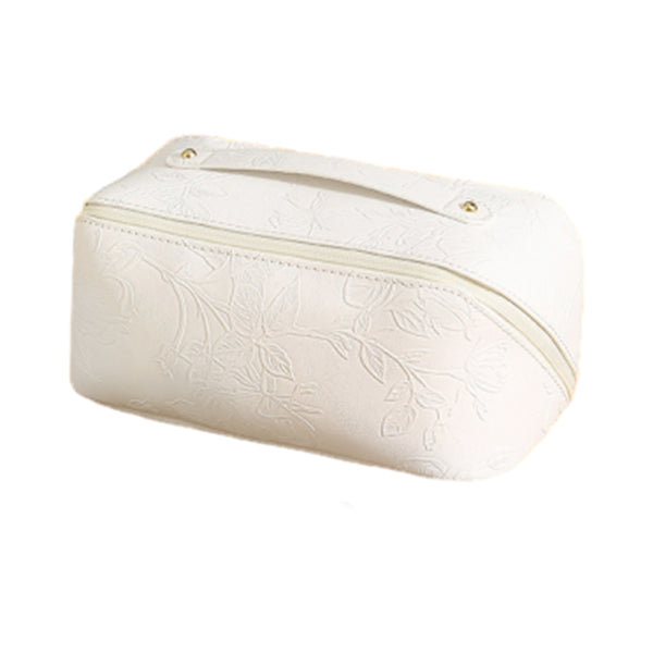 Travel Makeup Bags Wide Open Cosmetic Organizer Bag Toiletry Bag White