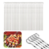 50Pcs Stainless Steel Flat Long Skewers for Grilling Barbecue Metal Needle BBQ Tools Kebab Stick