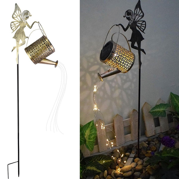 Solar Garden Fairy Statue Light Outdoor Stake Decorative Light for Patio Lawn Yard Style 2