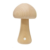 Cordless Wooden Mushroom Lamp Touch Dimmable Table Lamp Rechargeable Night Light