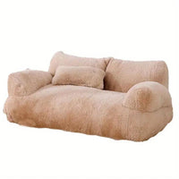 Pet Couch Bed Fluffy Sofa for Medium Small Dogs Cats Coffee