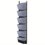 6-Pockets Vertical Plant Grow Bag Wall Hanging Garden Planter Grey