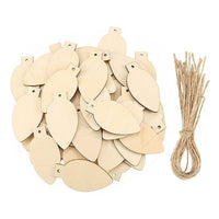 50Pcs Blank Christmas Wooden Slices Light Bulb DIY Unfinished Christmas Wooden Discs Hanging Decorations