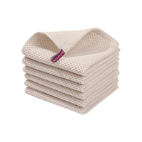 Set of 6Pcs Cotton Dish Cloths Waffle Weave Quick Drying Dish Towels Beige