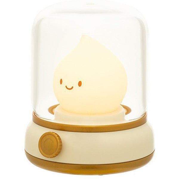 Cute Kerosene Lamp Silicone Campfire Night Light Desktop LED Decorative Light Yellow