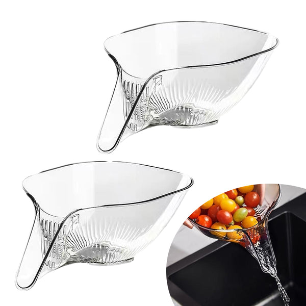 2Pcs MultiFunctional Drain Baskets with Spout Kitchen Sink Drain Basket Transparent