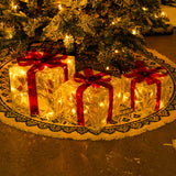 3Pcs Set Christmas Light Up Box Decorations Lighted Xmas Present Box Ornaments Holiday Decor