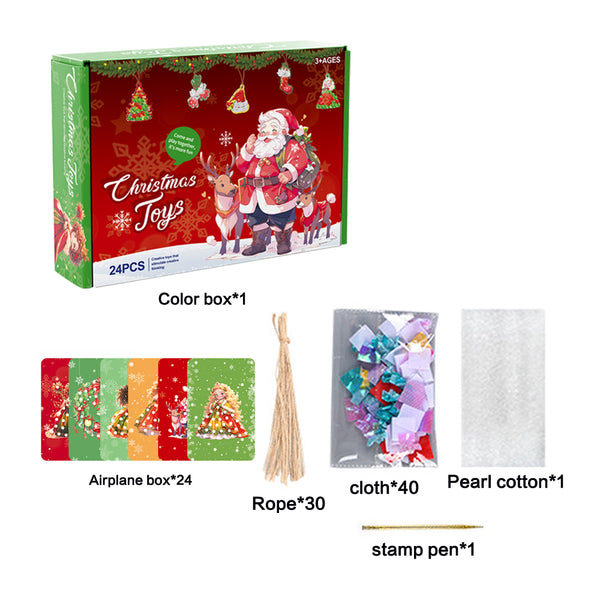 24 Christmas Theme Puncture Painting Poke Kit Art DIY Toys Christmas Tree Ornaments