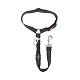 3-in-1 Removable Dog Seat Belt Harness for Car Retractable Reflective Bungee Dog Seatbelt Black