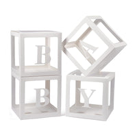 4Pcs Christmas Clear Boxes with 26 Capital Letters Set DIY Xmas Gift Boxes Packing DIY Letter Cube Box White